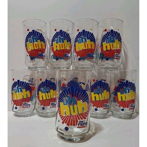 10 Vintage Diet Pepsi Uh Huh You Got The Right One Baby Ray Charles Glasses Set - Picture 1 of 9